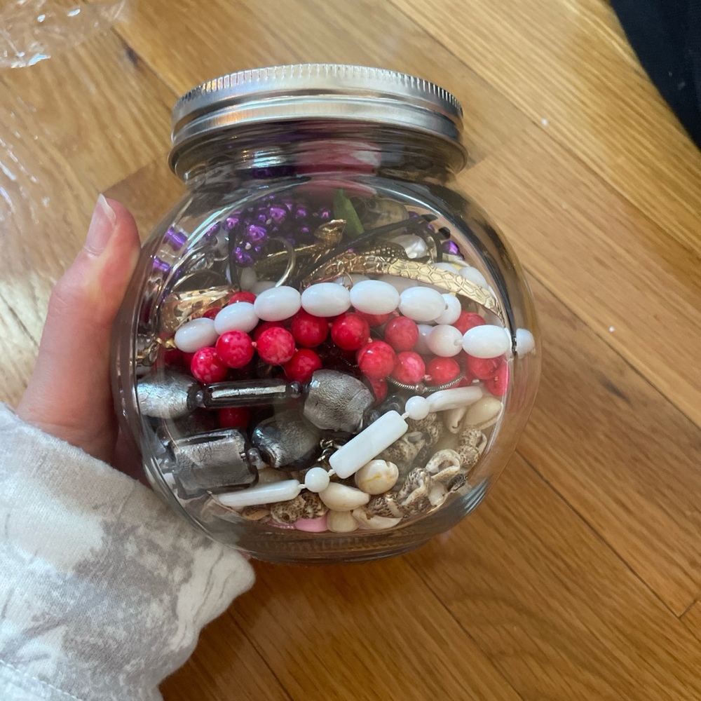 Colorful Jewelry Mix in Glass Jar
